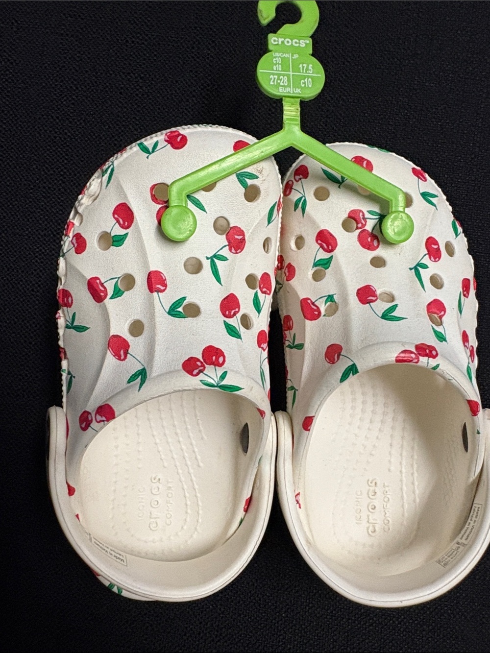 CROCS Kids Classic Clog in White with Red Cherry Print